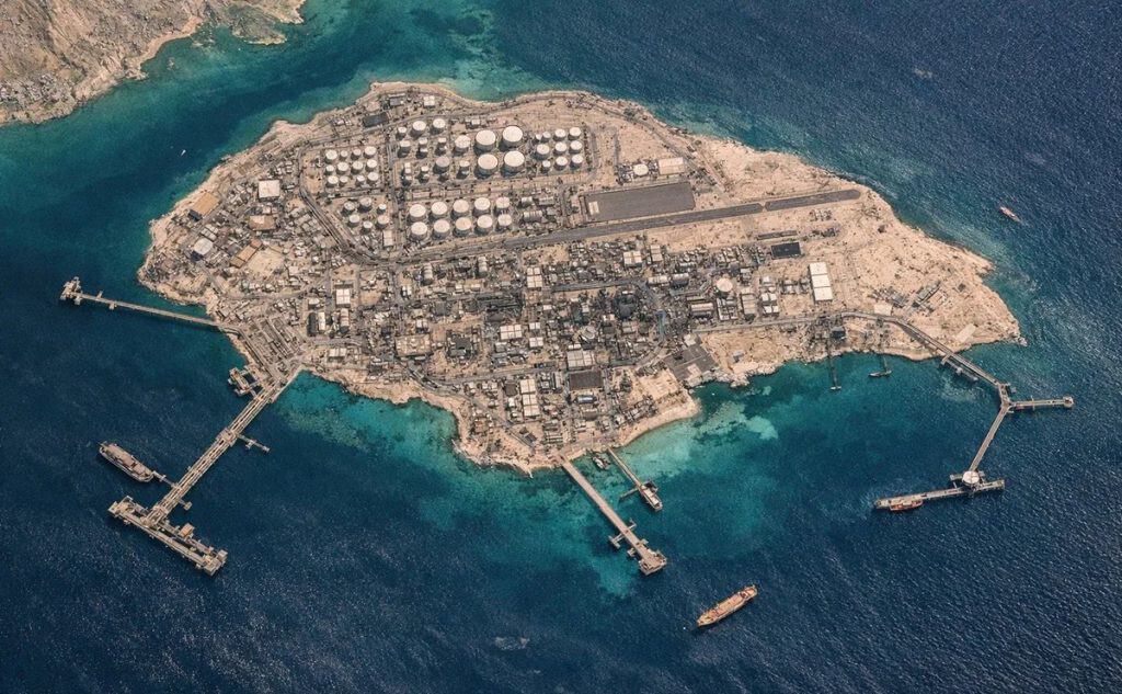 Satellite image of Kharg Island, Iran.