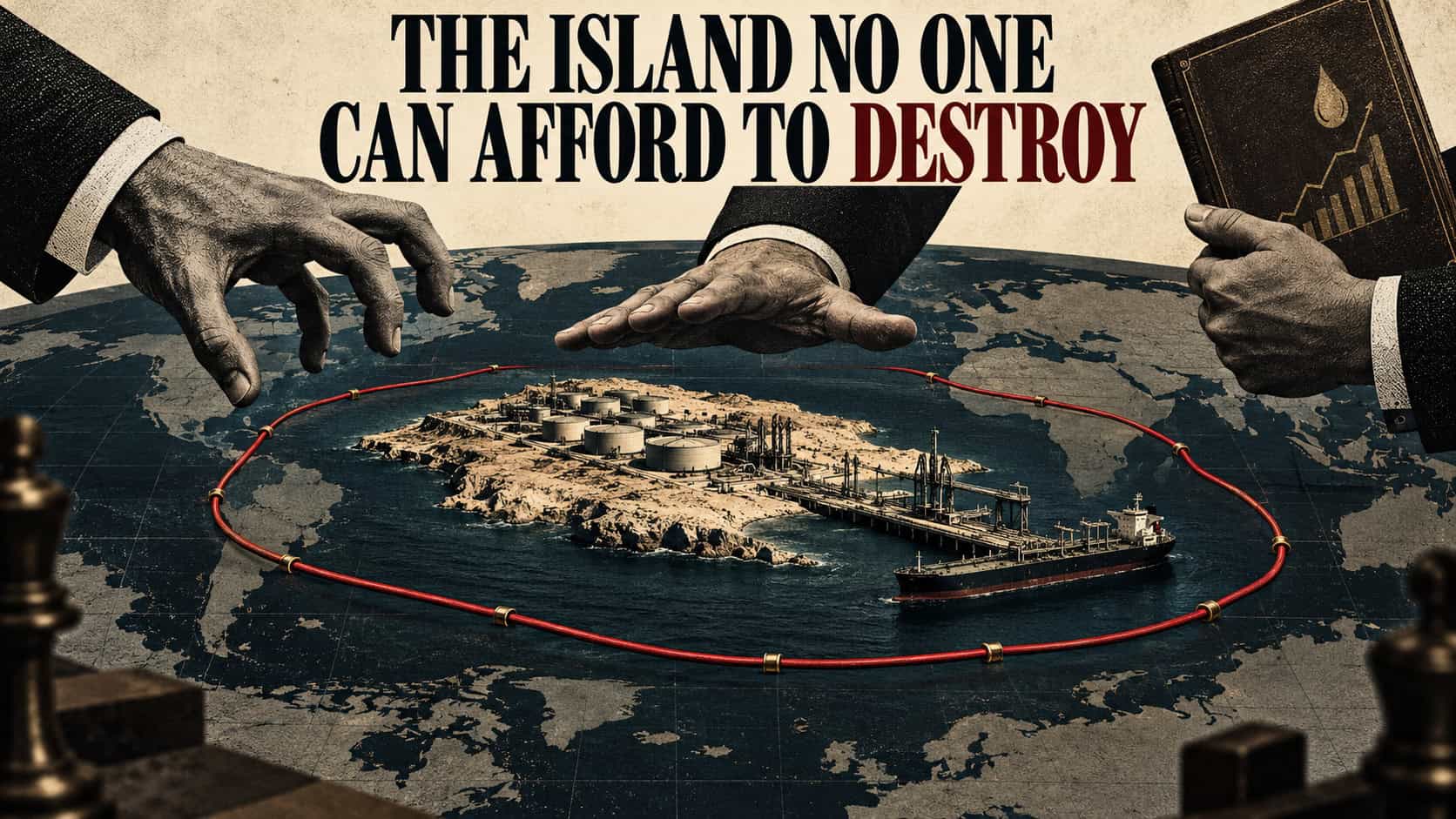 Kharg Island oil terminal encircled on a global chessboard as competing powers reach toward it